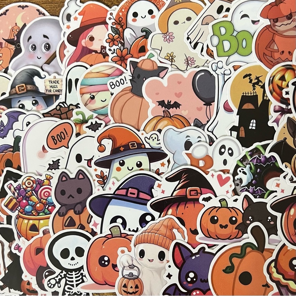 50pc Kawaii Halloween Sticker Set 🎃👻 Spooky Cute Vinyl Pack